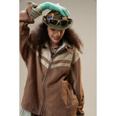 Unisex Jacket Retro Patchwork Loose Lapels Jacket